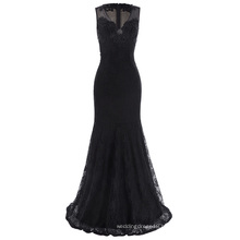 Kate Kasin Sleeveless V-Neck See-Through Back Lace Black Evening Gown Prom Party Dress KK001047-1